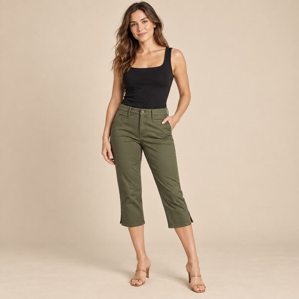 Madewell Pants WMNS 27 Green Capri Satin Stretch 90s Cropped Y2K Indie Sleaze